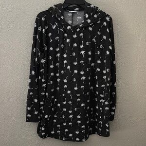 Women’s LuLaRoe Hooded Long Sleeve Top, XL, Palm Trees, Gray